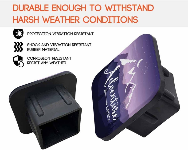 Swono 2” Trailer Hitch Tube Cover Plug Cap Rubber,2 Inch Receiver Tube Trailer Hitch Plug Hitch Cover(1 Pack,Purple Mountain) - Image 4